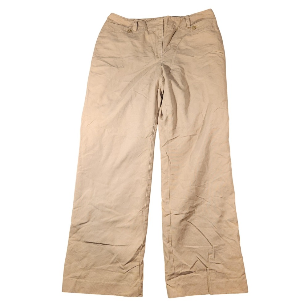 Ann Taylor Pants Womens 12 Khaki‎ Signature Fit Just Below Waist Dress Trouser